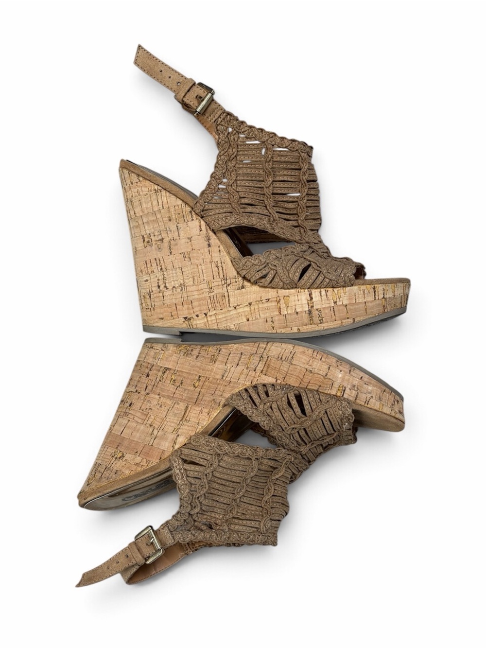 Carlos by Carlos Santana Bellini Woven Cork Wedge Sandals 7.5 M